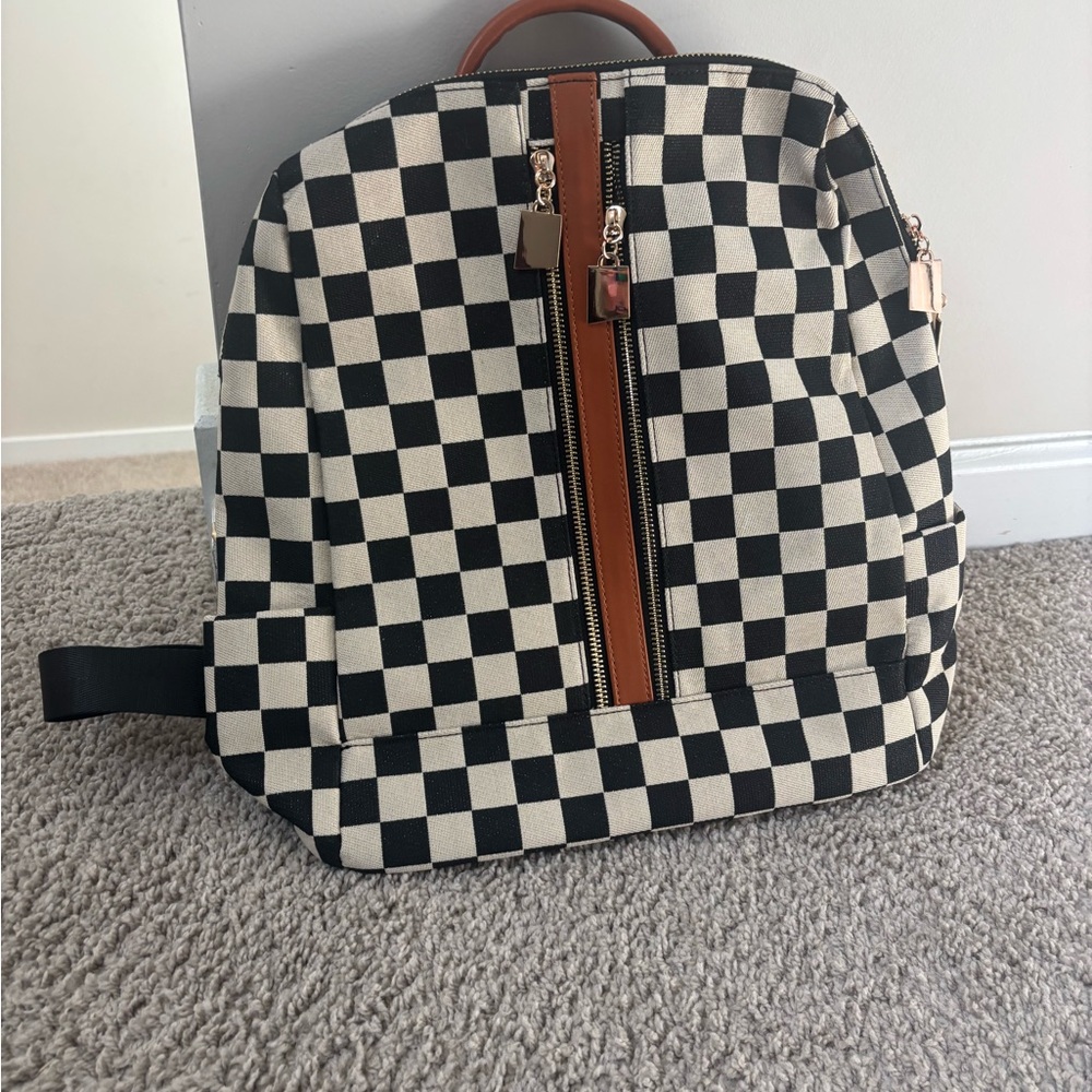 Checkered Black and White Backpack